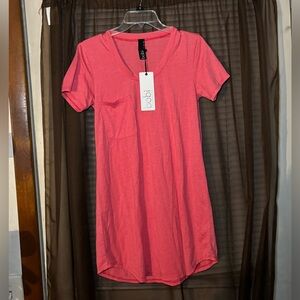 Bobi Pink Lipstick T-Shirt Dress